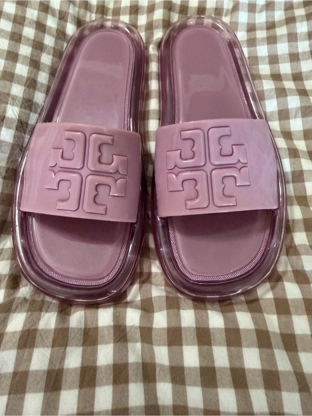 Tory Burch Logo-Embellished Pink Slide Sandals